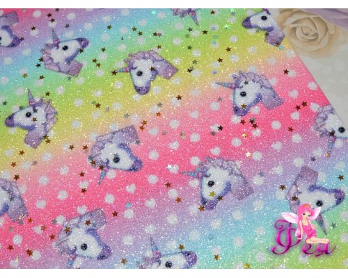 Кожзам с блестками "Единороги №1"