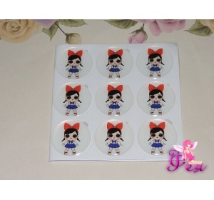 Кабошон силикон 25мм (на клеевой основе), "ЛОЛ  с красным бантиком"- 1шт