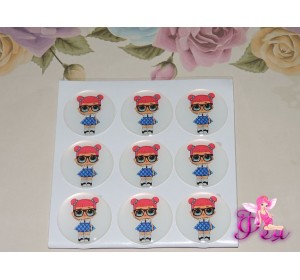 Кабошон силикон 25мм (на клеевой основе), "ЛОЛ Школьница"- 1шт