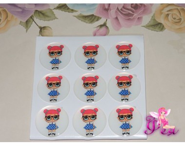 Кабошон силикон 25мм (на клеевой основе), "ЛОЛ Школьница"- 1шт