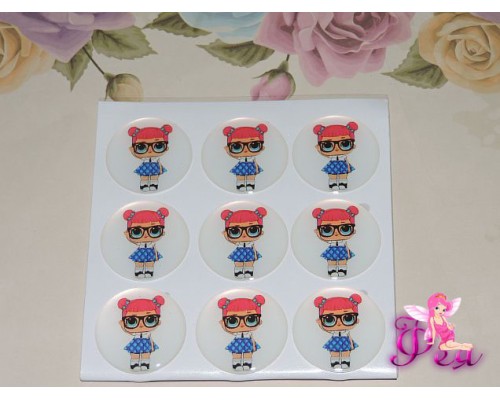 Кабошон силикон 25мм (на клеевой основе), "ЛОЛ Школьница"- 1шт