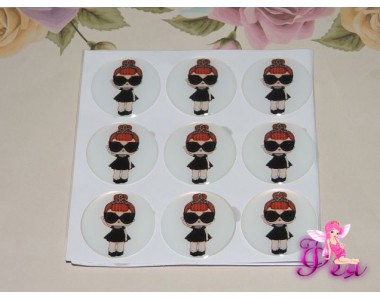 Кабошон силикон 25мм (на клеевой основе), "ЛОЛ  модница"- 1шт