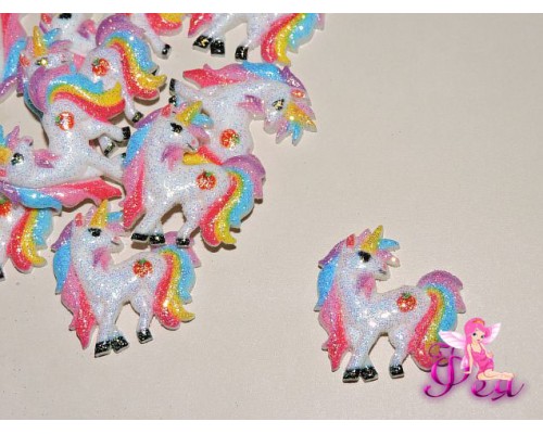 Кабошон акриловый "Единорог" 30*30 мм -1 шт