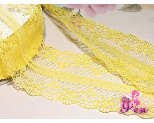 Кружево капрон 40 мм  желтого цвета - 1м