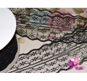 Кружево капрон 45 мм  черного цвета - 1м