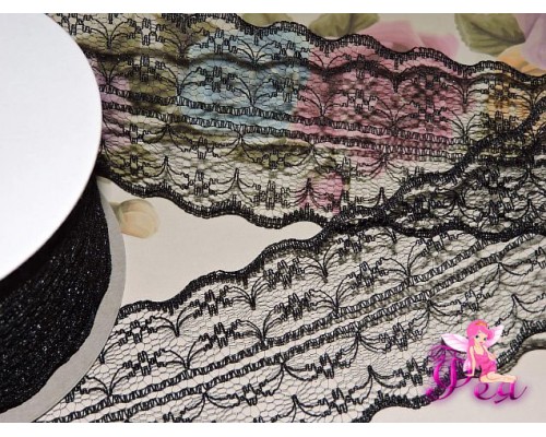 Кружево капрон 45 мм  черного цвета - 1м