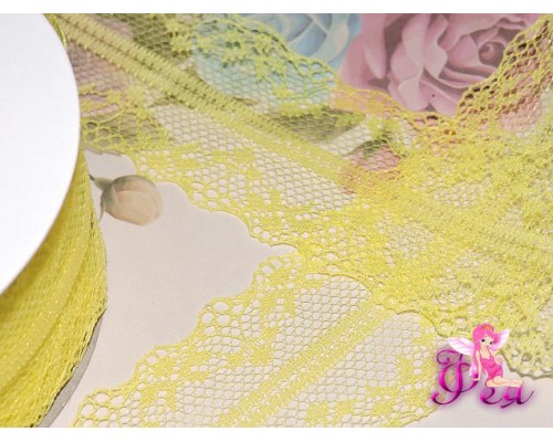 Кружево капрон 40 мм ярко-желтого цвета - 1м