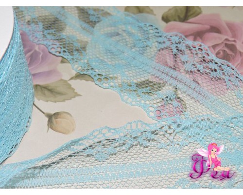 Кружево капрон 40 мм голубого цвета - 1м