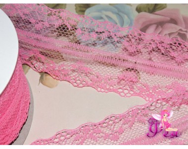 Кружево капрон 40 мм розового цвета - 1м