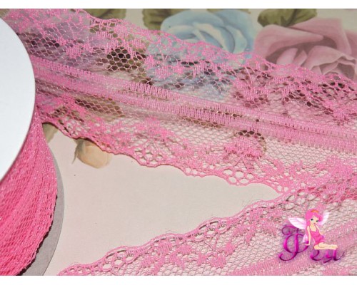 Кружево капрон 40 мм розового цвета - 1м
