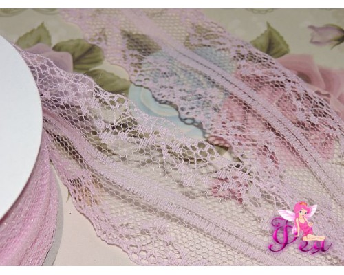 Кружево капрон 40 мм  нежно-розового цвета - 1м