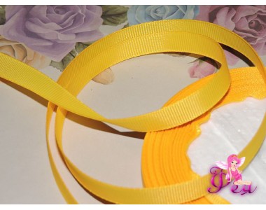 Репсовая лента 10 мм цв. насыщенный желтый - 1 м