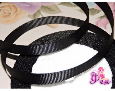 Репсовая лента 10 мм, черный - 1м