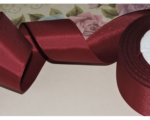 Репсовая лента 40 мм цв. темно-бордовый - 1 м