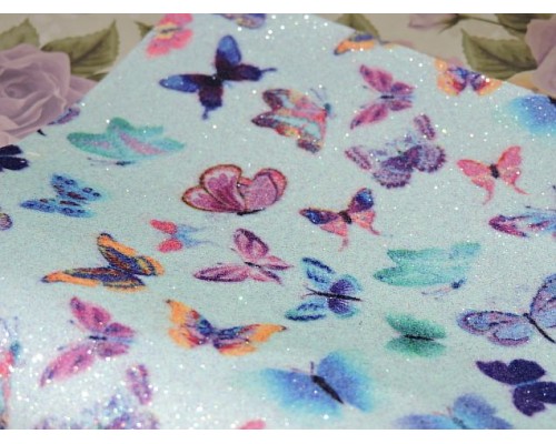 Кожзам декоративный с рисунком "Бабочки"  15.5*25.5 см