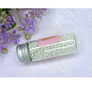 Бисер 8/0 в бутылочке полупрозрачный с цв. серединой 20 гр. (светится под УФ голубым ) - 1 шт.