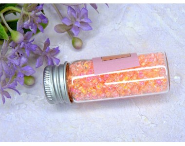 Бисер 8/0 в бутылочке полупрозрачный с цв. серединой "Лето" 20 гр. (светится под УФ) - 1 шт.