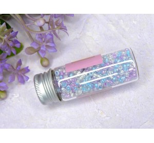 Бисер 8/0 в бутылочке полупрозрачный с цв. серединой "Зима" 20 гр. (светится под УФ) - 1 шт.