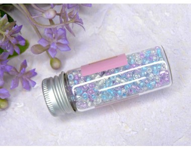 Бисер 8/0 в бутылочке полупрозрачный с цв. серединой "Зима" 20 гр. (светится под УФ) - 1 шт.