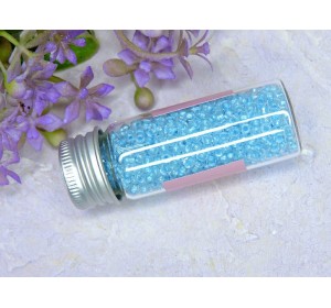 Бисер 8/0 в бутылочке полупрозрачный с цв. серединой "Вода" 20 гр. (светится под УФ) - 1 шт.