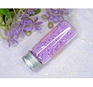 Бисер 8/0 в бутылочке полупрозрачный с цв. серединой "Сирень" 20 гр. (светится под УФ) - 1 шт.