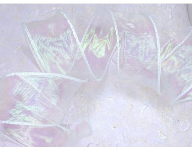 Лента 35 мм  капроновая волна, цв. белый хамелеон - 1 м.