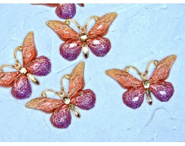 Кабошон "Бабочка с золотыми линиями" 2,3*3,8 см - 1 шт.