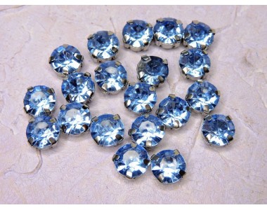 Страза пришивная в оправе "Круг" 10 мм, цв. голубой - 1 шт.