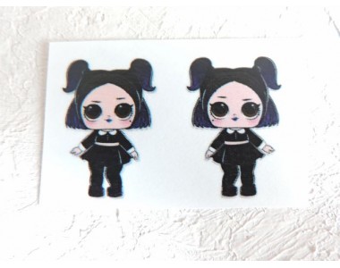 Термонаклейка "ЛОЛ в черном костюме" высота - 2,5 см (пара)