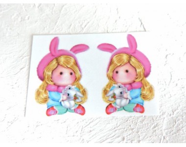 Термонаклейка "Девочка-зайка" высота - 2,5 см (пара)