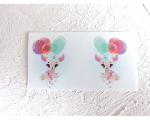 Термонаклейка "Олененок с шариками" высота - 2,0 см (пара)