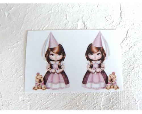 Термонаклейка "Принцесса с собачкой" высота - 2,5 см (пара)