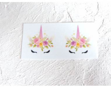 Термонаклейка "Единорог с цветочками" высота - 2,0 см (пара)