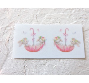 Термонаклейка "Зайчики в зонтике" высота - 2,0 см (пара)