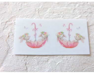 Термонаклейка "Зайчики в зонтике" высота - 2,0 см (пара)