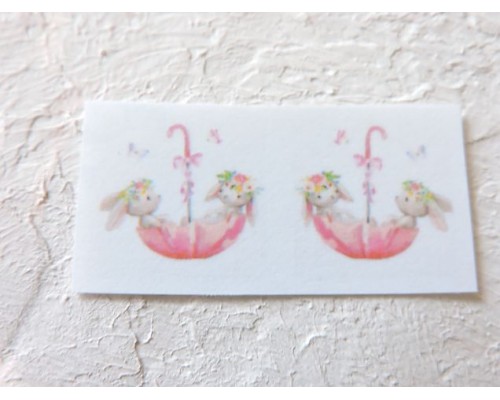 Термонаклейка "Зайчики в зонтике" высота - 2,0 см (пара)