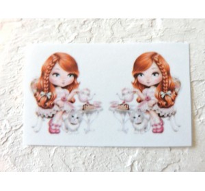 Термонаклейка "Девочка с кошечкой" высота - 2,5 см (пара)