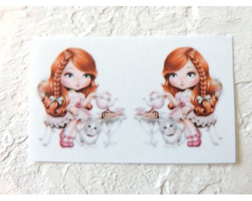 Термонаклейка "Девочка с кошечкой" высота - 2,5 см (пара)