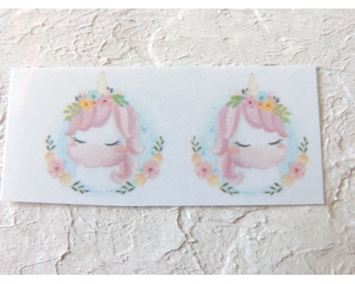 Термонаклейка "Единорожек 2 " высота - 2,0 см (пара)