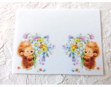 Термонаклейка "Ежик с цветочками " высота - 2,0 см (пара)