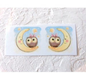 Термонаклейка "Совенок на луне" высота - 2,0 см (пара)