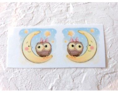 Термонаклейка "Совенок на луне" высота - 2,0 см (пара)