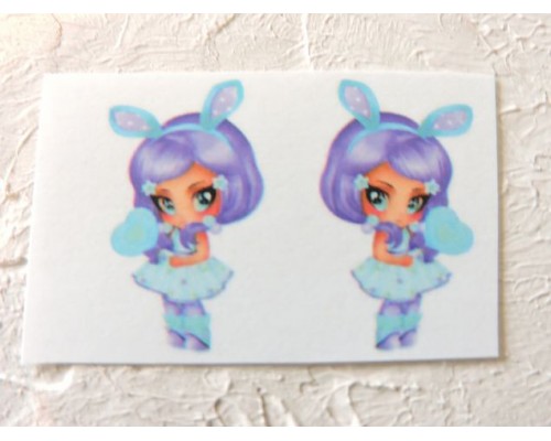 Термонаклейка "Девочка зайка 2" высота - 2,5 см (пара)