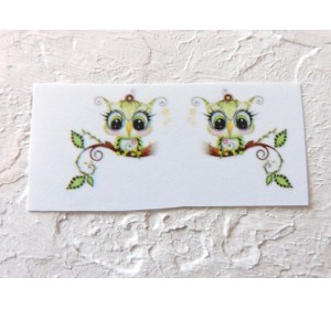 Термонаклейка "Совушка на веточке" высота - 2,0 см (пара)
