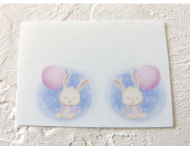 Термонаклейка "Зайка с шариками" высота - 2,0 см (пара)