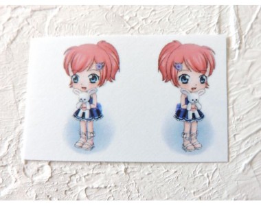 Термонаклейка "Девочка с игрушкой" высота - 2,5 см (пара)