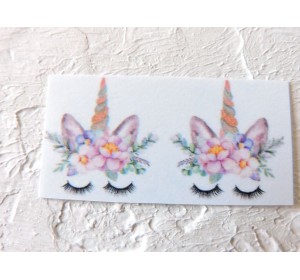 Термонаклейка "Единорог с цветочками 2" высота - 2,0 см (пара)