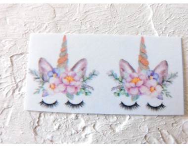 Термонаклейка "Единорог с цветочками 2" высота - 2,0 см (пара)