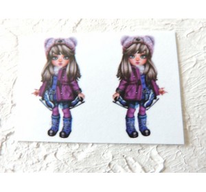 Термонаклейка "Девочка в шапочке" высота - 2,5 см (пара)