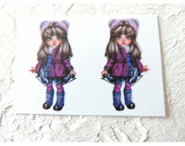 Термонаклейка "Девочка в шапочке" высота - 2,5 см (пара)